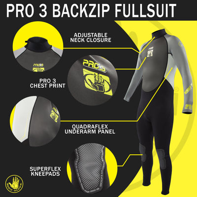 Body Glove Men's Pro 3 Back Zip Fullsuit 3/2mm