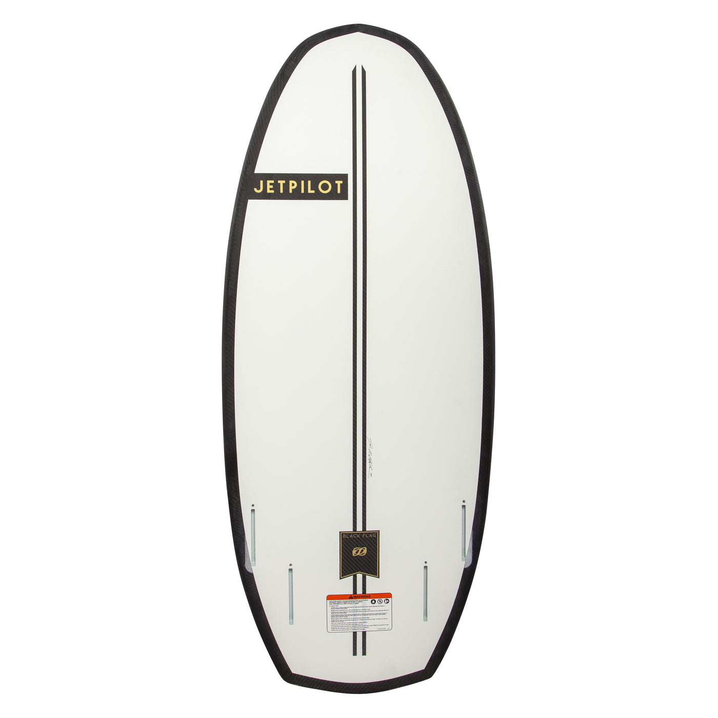 Rear image of the Jetpilot Black Flag wake surfboard.
