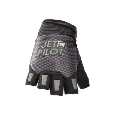Front view of the Jetpilot Hold Fast Short Finger Glove. #color_black-charcoal