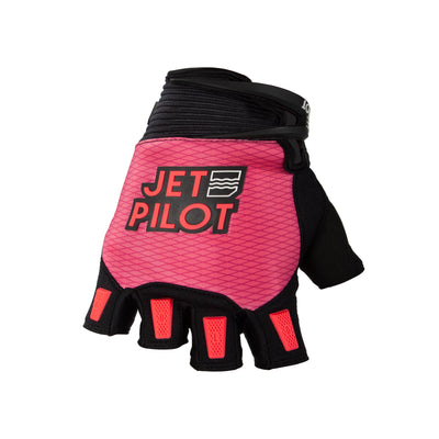 Front view of the Jetpilot Hold Fast Short Finger Glove. #color_black-pink