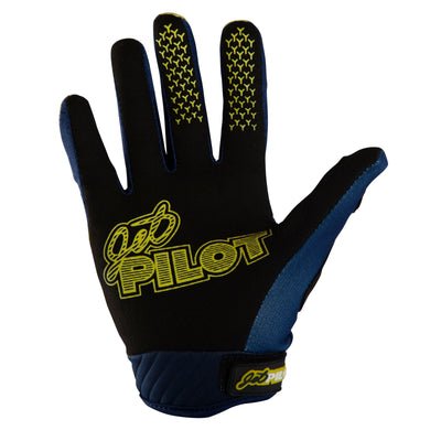 Back view of the Jetpilot Vintage Class Full Finger glove. #color_neon-navy