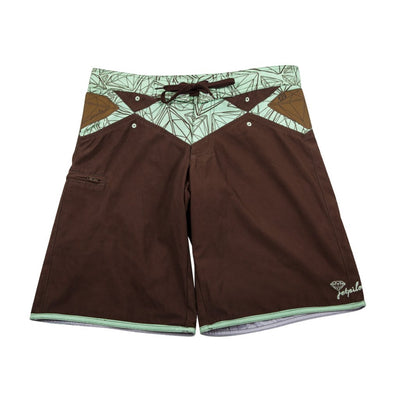 Front view of the Jetpilot Flawless Rideshorts brown colorway