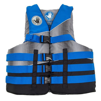 front shot of Method personal flotation device, blue