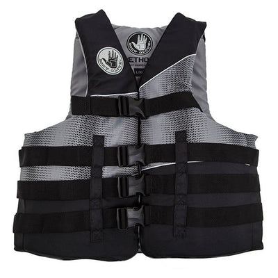 front shot of Method personal flotation device, gray
