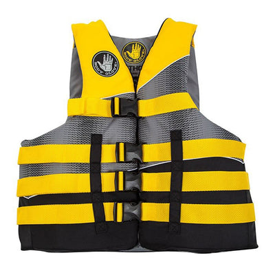 front shot of Method personal flotation device, yellow