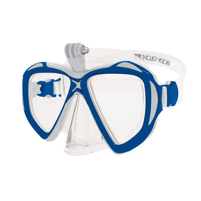 three quarter front shot of Passage dive mask, blue
