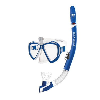 front shot of Passage dive mask and snorkel, blue