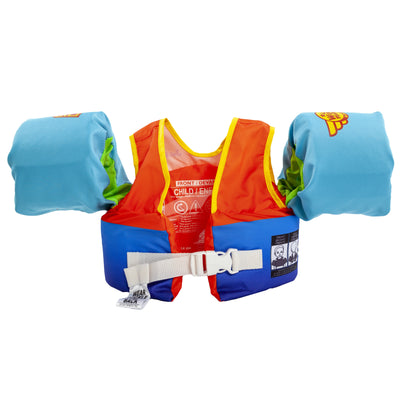 Rear view of the Jetpilot Lil Wing Man Infant swim vest Toad colorway.